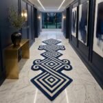 Navy Diamond Scroll Runner Rug View 4