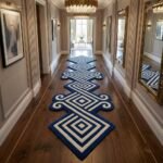Navy Diamond Scroll Runner Rug View 2