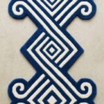 Navy Diamond Scroll Runner Rug View 3