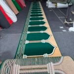 Emerald Green & Gold Geometric Janamaz Rug with GREEN, GOLD, CREAM, GEOMETRIC, GRAPHIC – product image 1
