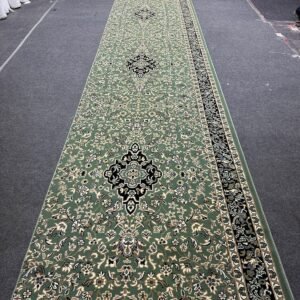 Sage Green & Black Medallion Janamaz Rug with GREEN, BLACK, CREAM, FLORAL, ORNAMENTAL – product image 1