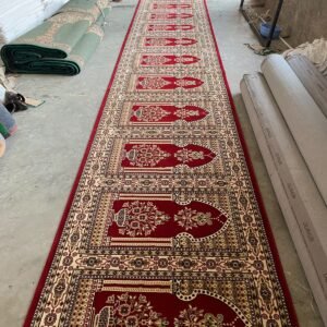 Ruby Red & Gold Decorative Janamaz Rug with RED, GOLD, CREAM, BROWN, ORNAMENTAL, GEOMETRIC, FLORAL – product image 1