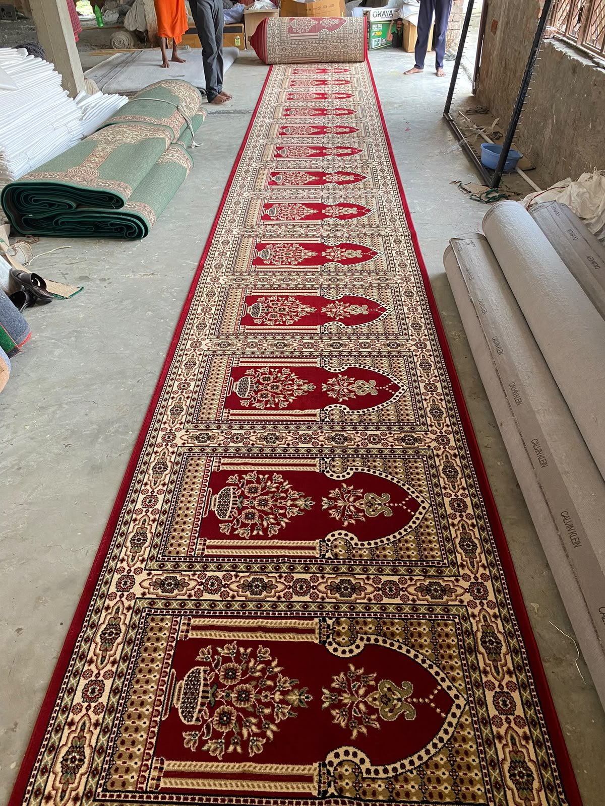 Ruby Red & Gold Decorative Janamaz Rug