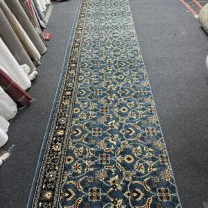 Sapphire Blue Ornamental Border Prayer Rug with BLUE, NAVY BLUE, CREAM, GOLD, FLORAL, ORNAMENTAL – product image 1