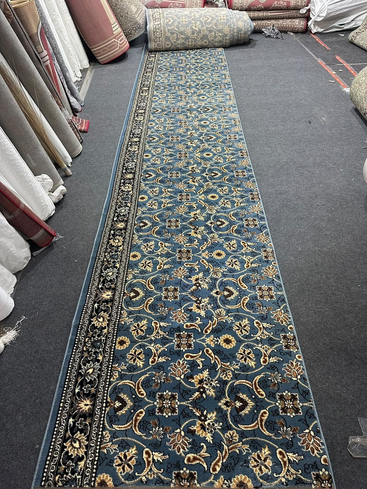 Sapphire Blue Ornamental Border Prayer Rug