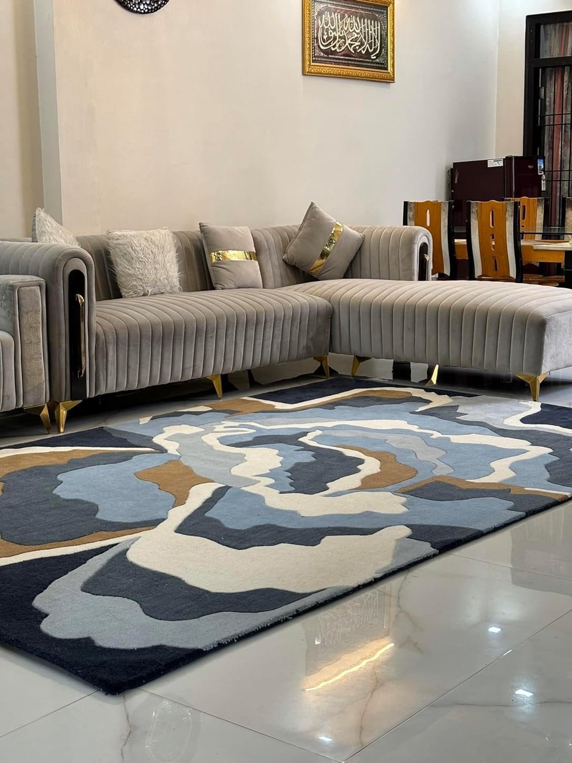 Experience Elegance with Our Luxurious Tufted Carpet in Light Blue