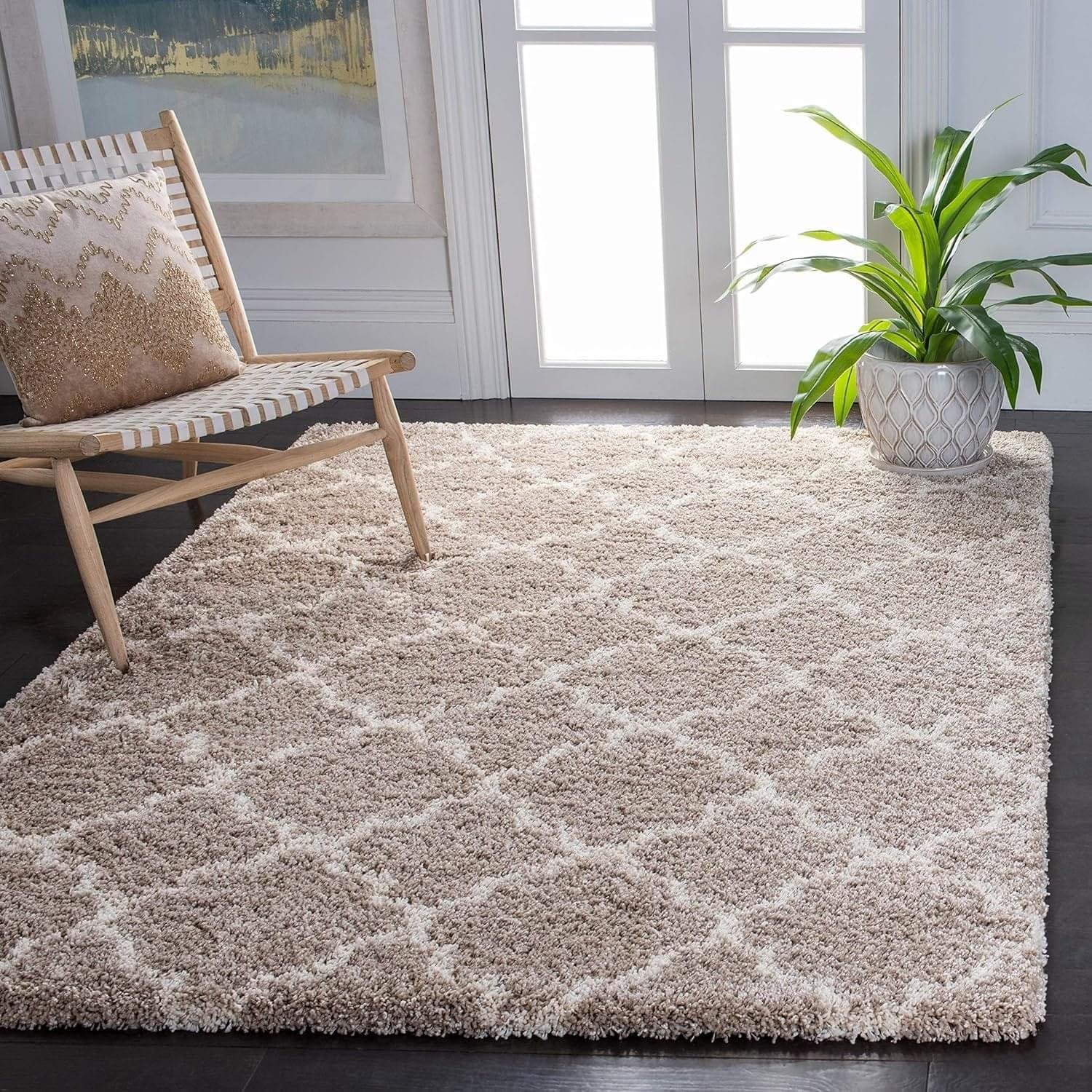 Shaggy Carpet with Skincolor Web Pattern: A Perfect Addition to Your Home