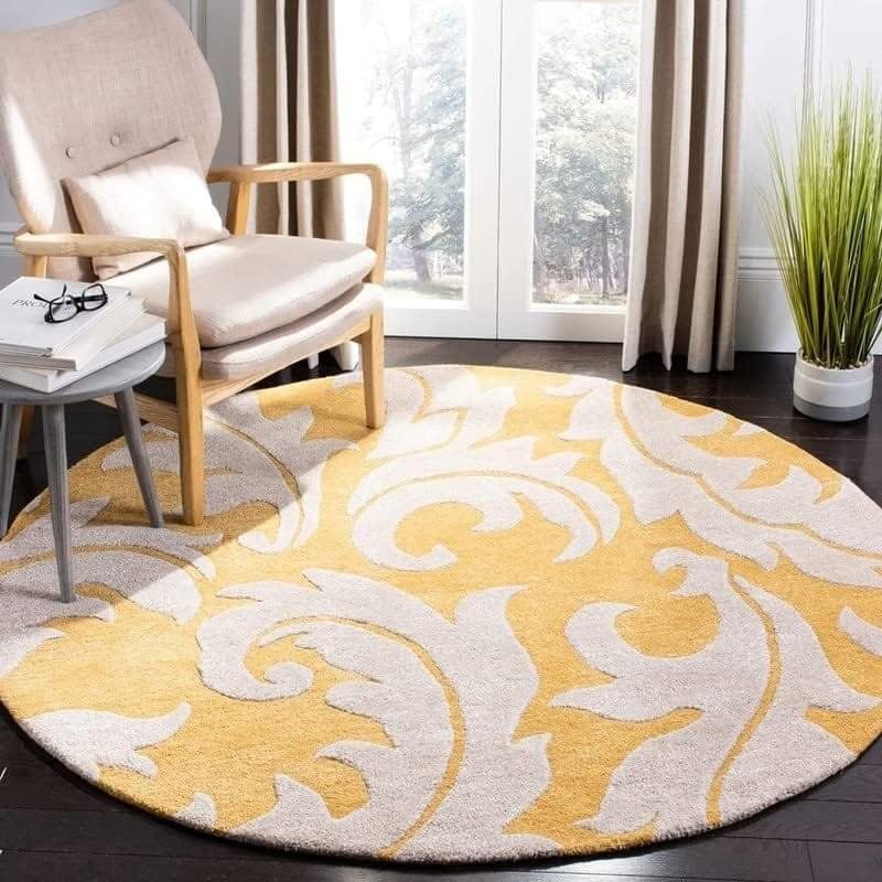 Transform Your Space with the Luxurious Tufted Round Carpet Yellow' Design