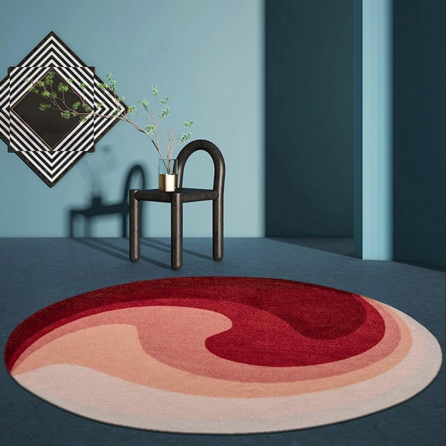 Elevate Your Home with a Luxurious Tufted Round Carpet: Red Abstract Design - Image 3