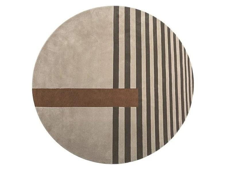 Elegant Comfort: Luxurious Tufted Round Carpets with Beige Strips